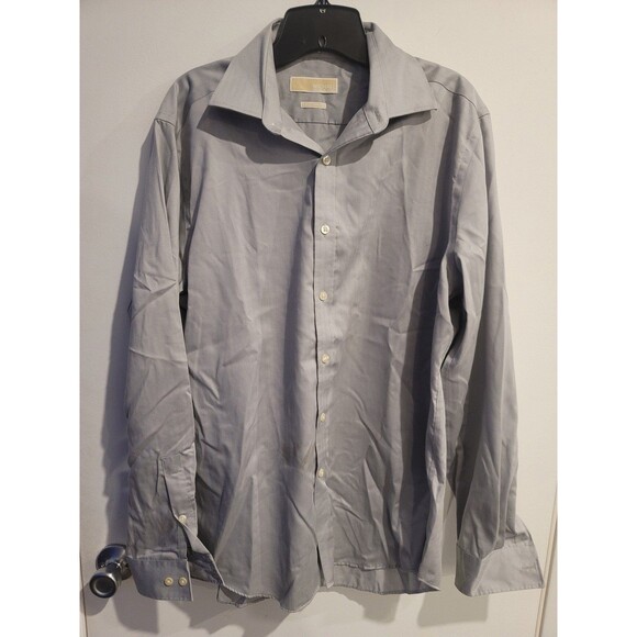 Michael Kors Men's Dress Shirt Medium 16 Gray Slim Fit Button Up - Picture 1 of 8